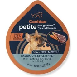 CANIDAE PURE Petite All Stages Small Breed Cacciatore Style Dinner With Lamb & Carrots Wet Dog Food Trays, 3.5-oz, Case Of 12