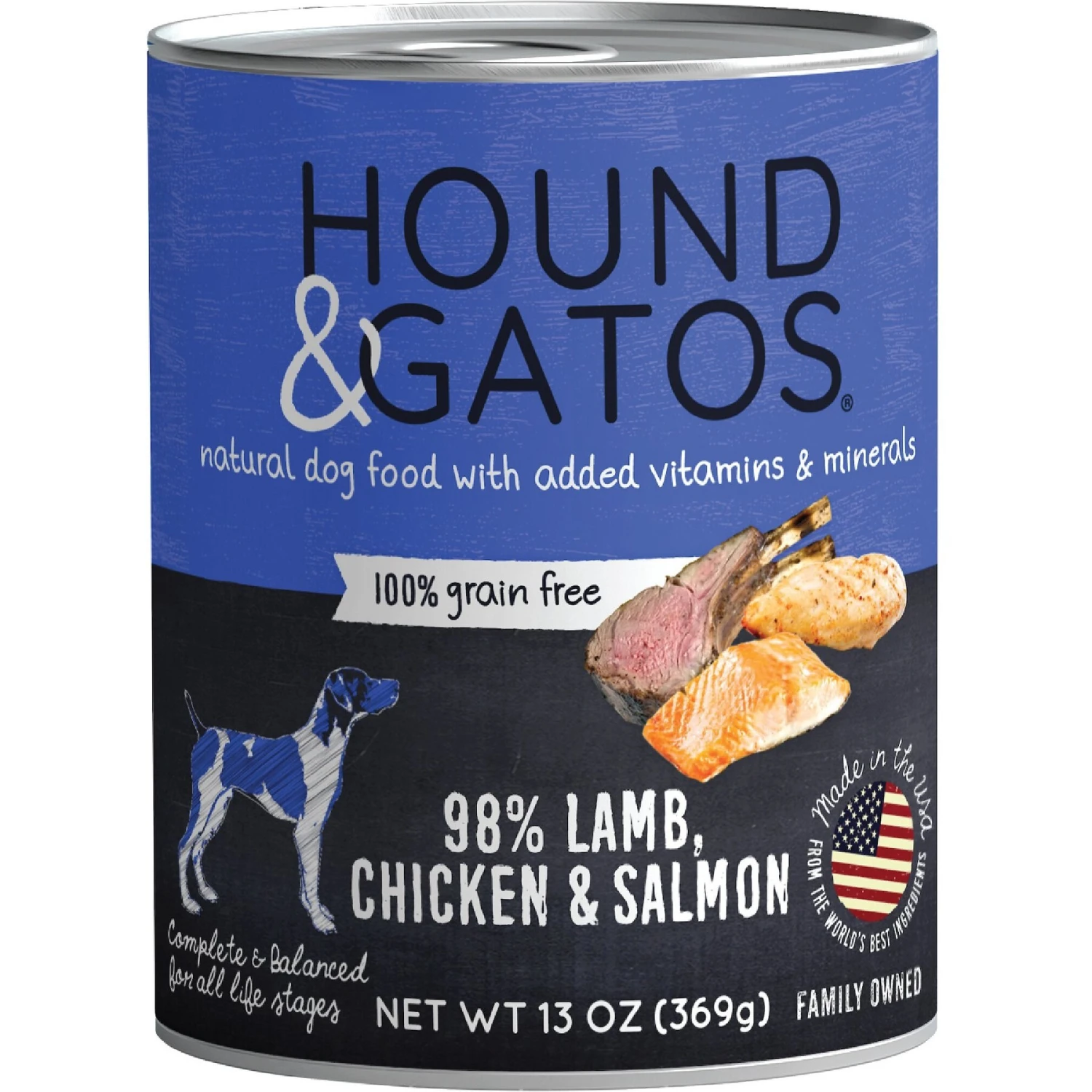 Hound & Gatos 98% Lamb, Chicken & Salmon Grain-Free Canned Dog Food