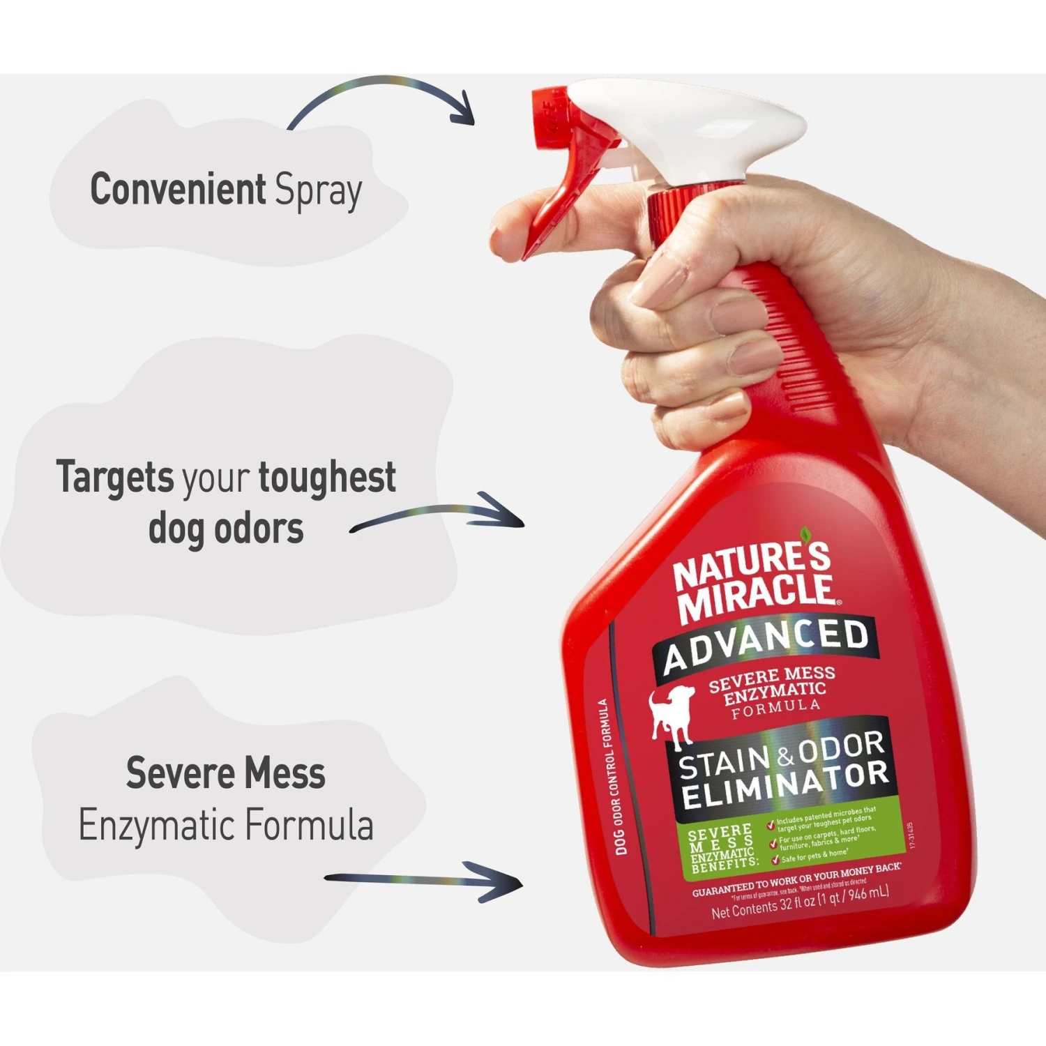 Nature's Miracle Advanced Dog Enzymatic Stain Remover & Odor Eliminator Spray, 32-oz Bottle - Image 4