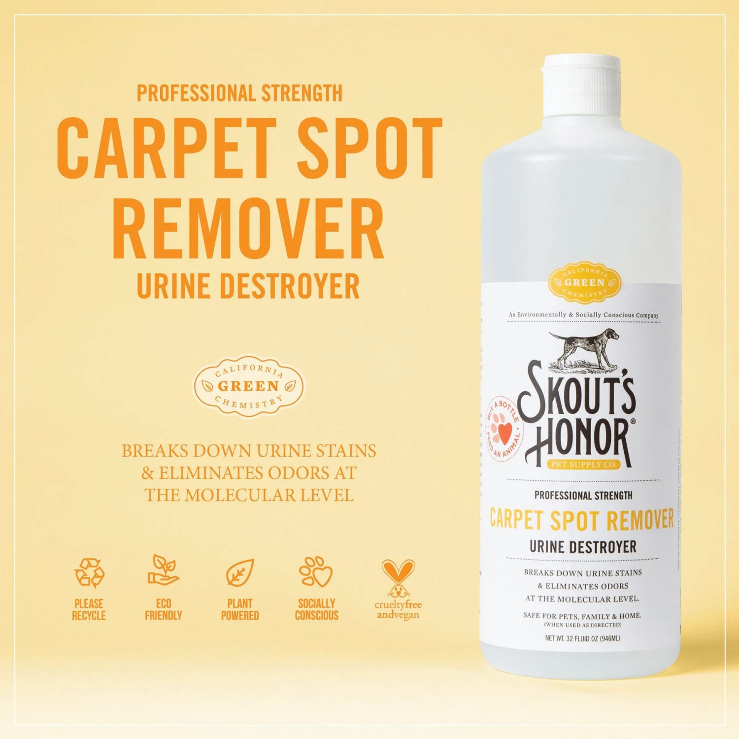 Skout's Honor Professional Strength Carpet Spot Remover Urine Destroyer Dog & Cat Spray, 32-oz Bottle - Image 4