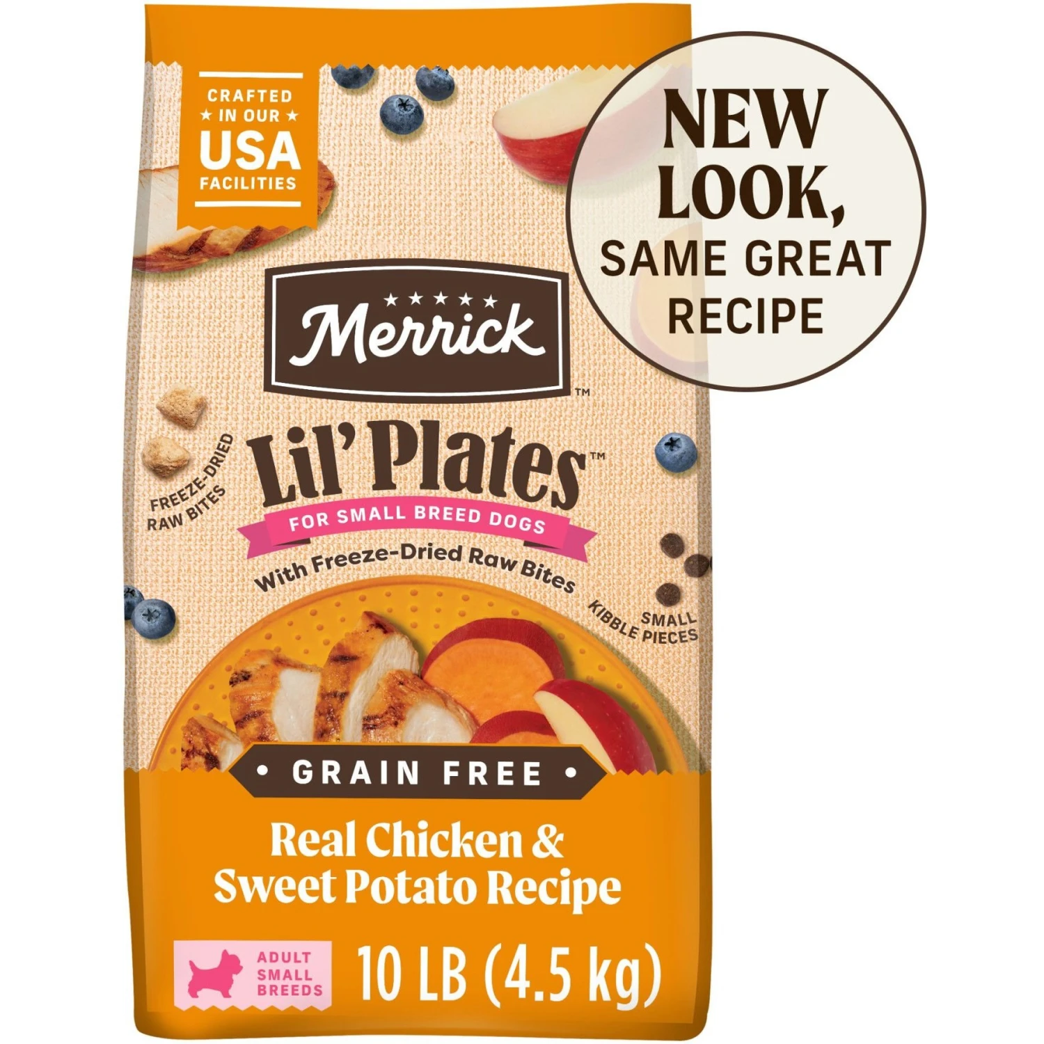 Merrick Lil' Plates Grain-Free Small Breed Dry Dog Food Real Chicken, Sweet Potatoes + Peas With Raw Bites Recipe