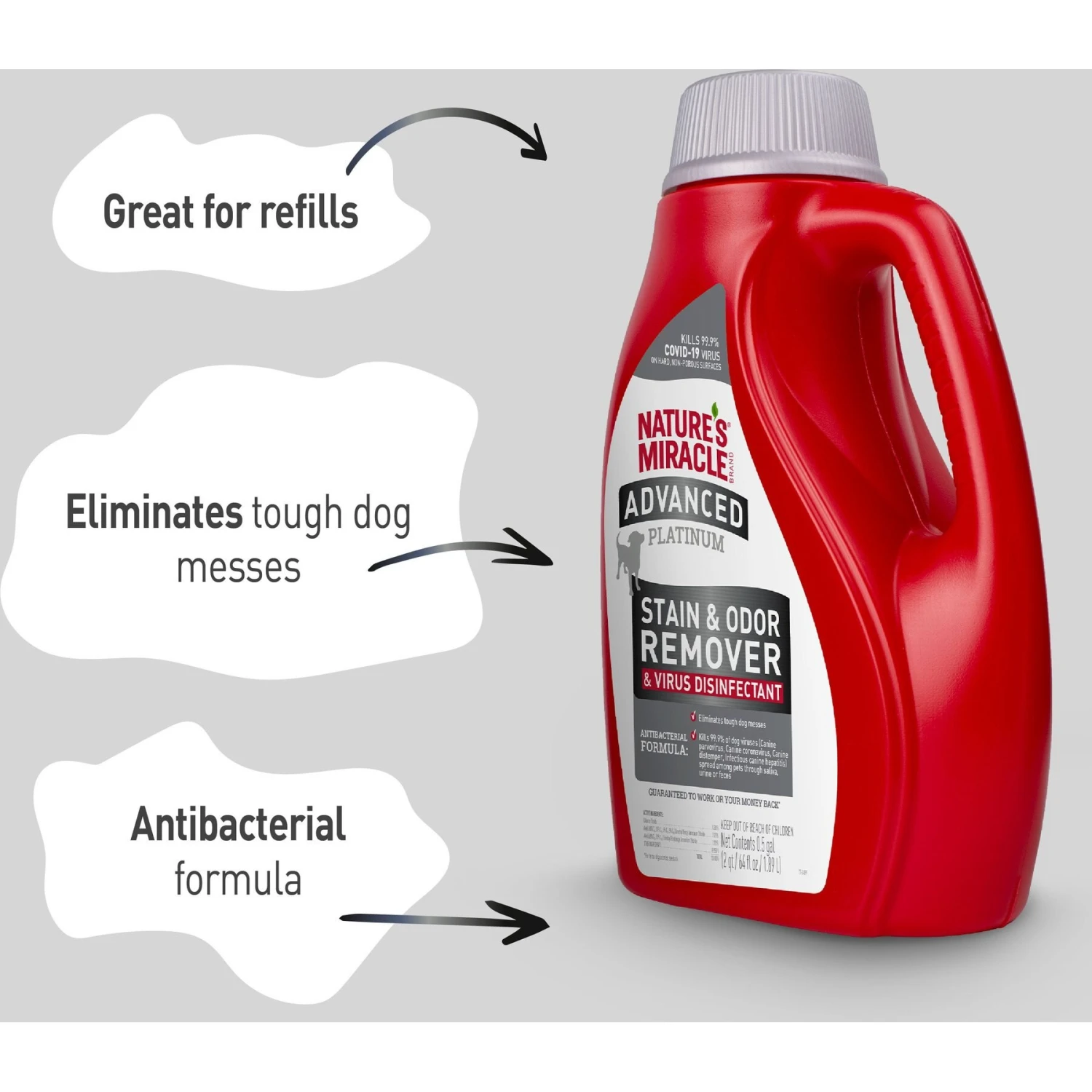 Nature's Miracle Advanced Platinum Dog Antibacterial Stain Remover & Odor Eliminator Refill, 64-oz Bottle - Image 4