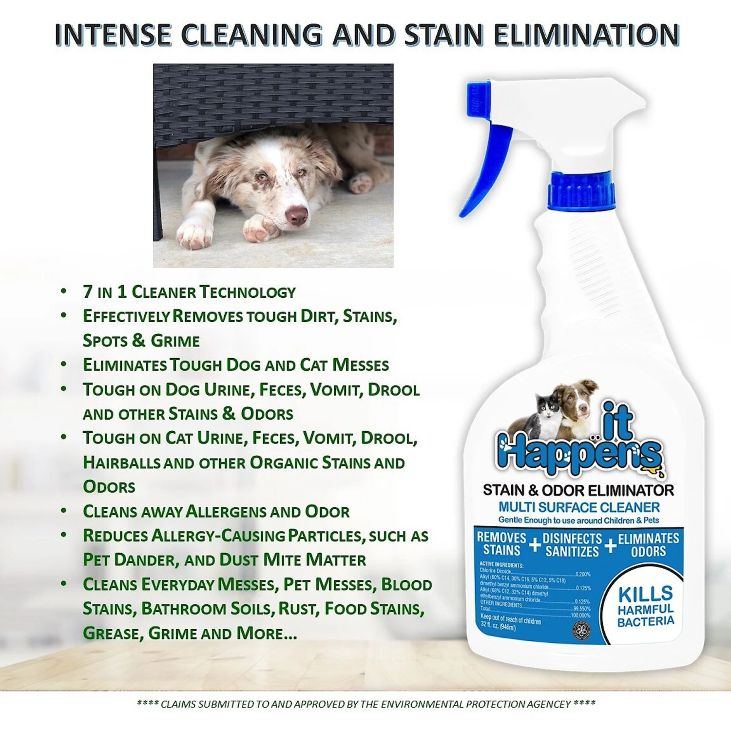 It Happens Heavy Duty Dog & Cat Odor & Stain Eliminator, 32-oz Bottle - Image 5