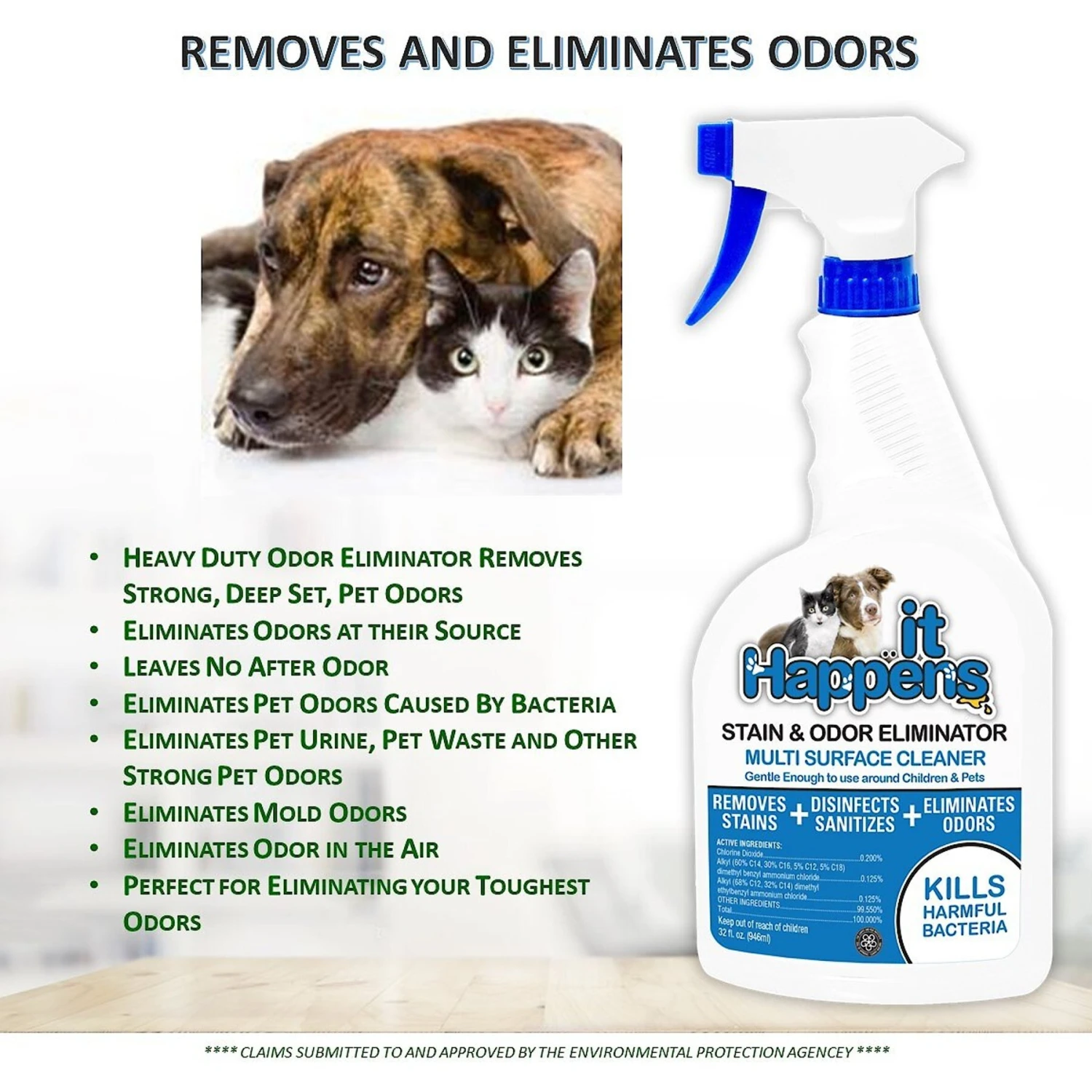 It Happens Heavy Duty Dog & Cat Odor & Stain Eliminator, 32-oz Bottle - Image 6