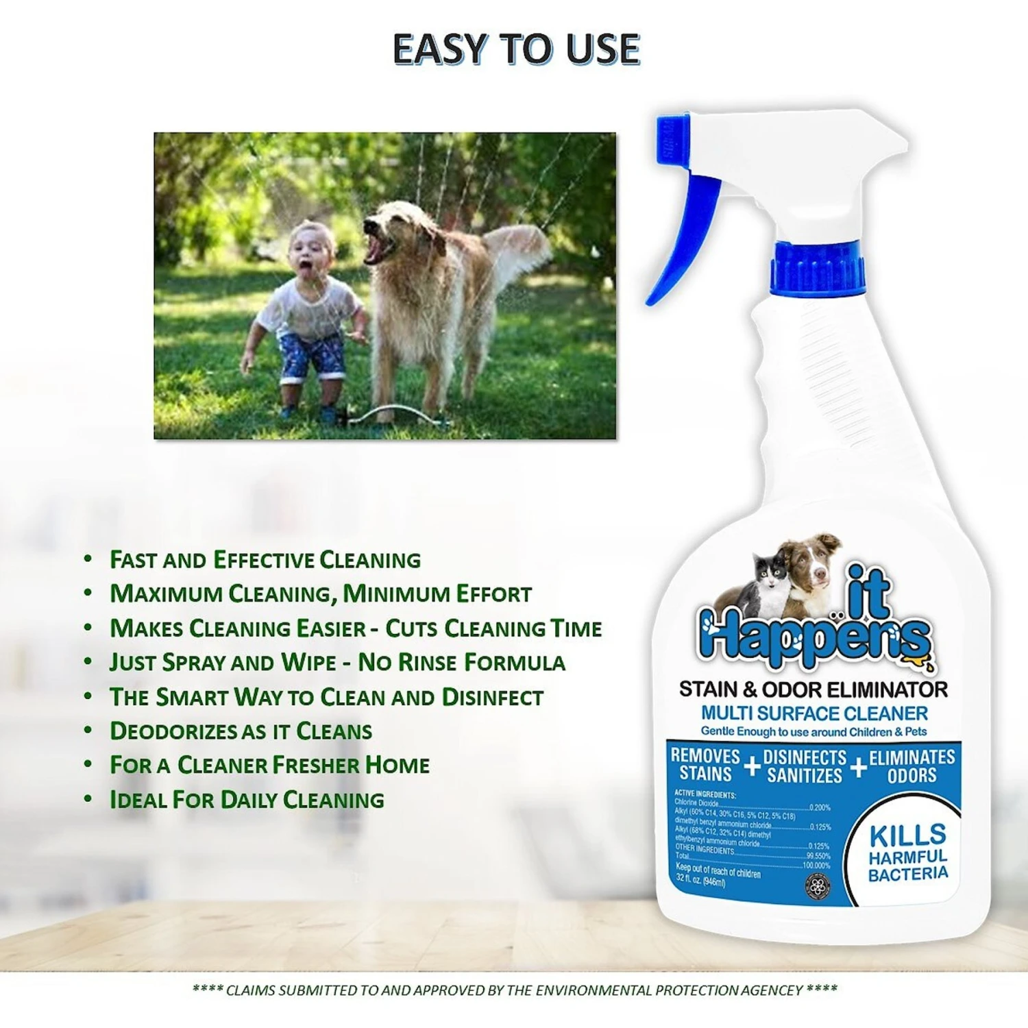 It Happens Heavy Duty Dog & Cat Odor & Stain Eliminator, 32-oz Bottle - Image 7