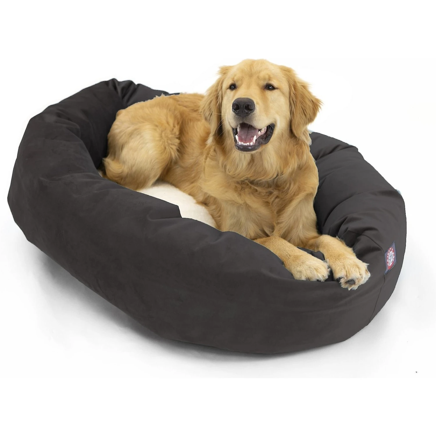 Majestic Pet Velvet Sherpa Bagel Bolster Dog Bed