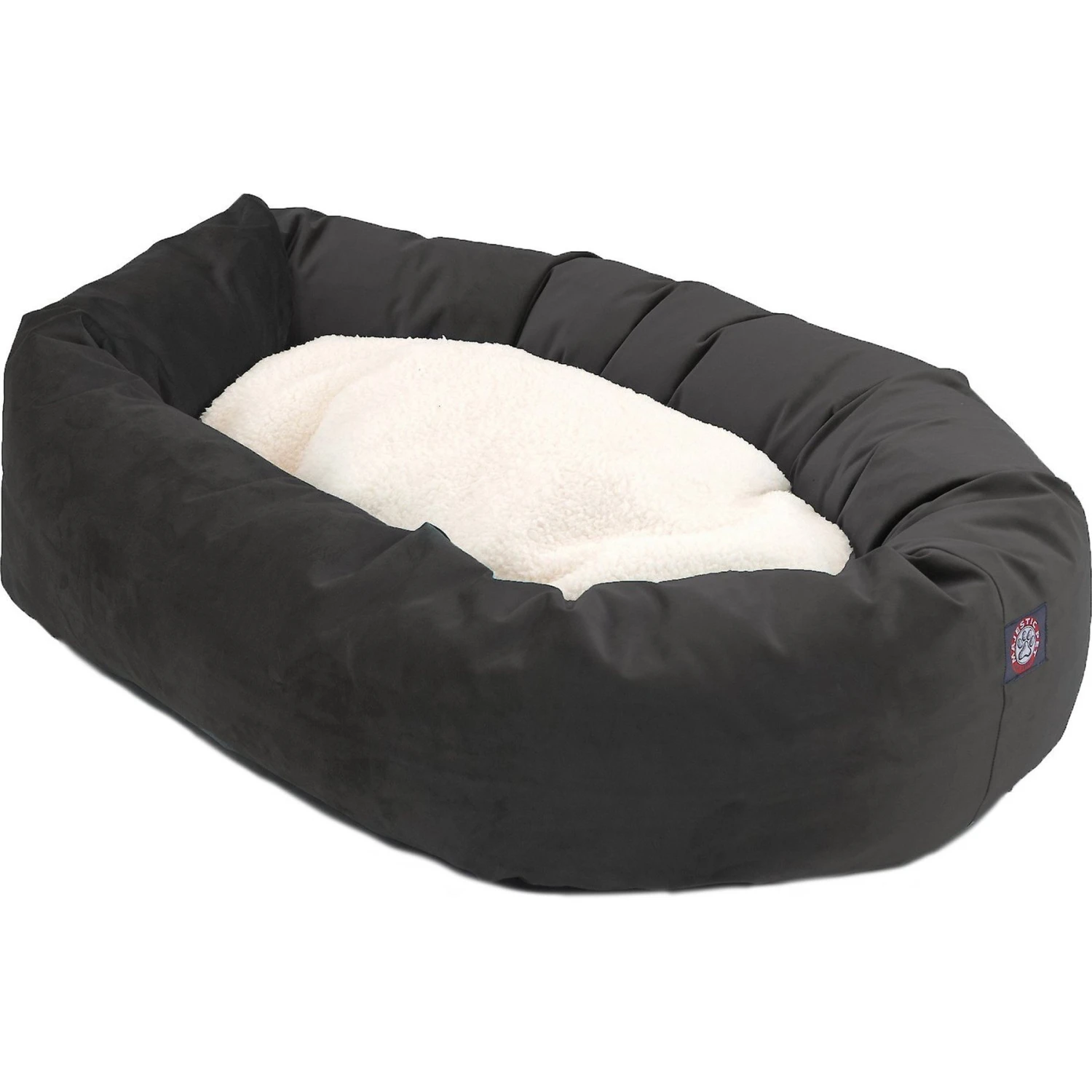 Majestic Pet Velvet Sherpa Bagel Bolster Dog Bed - Image 3