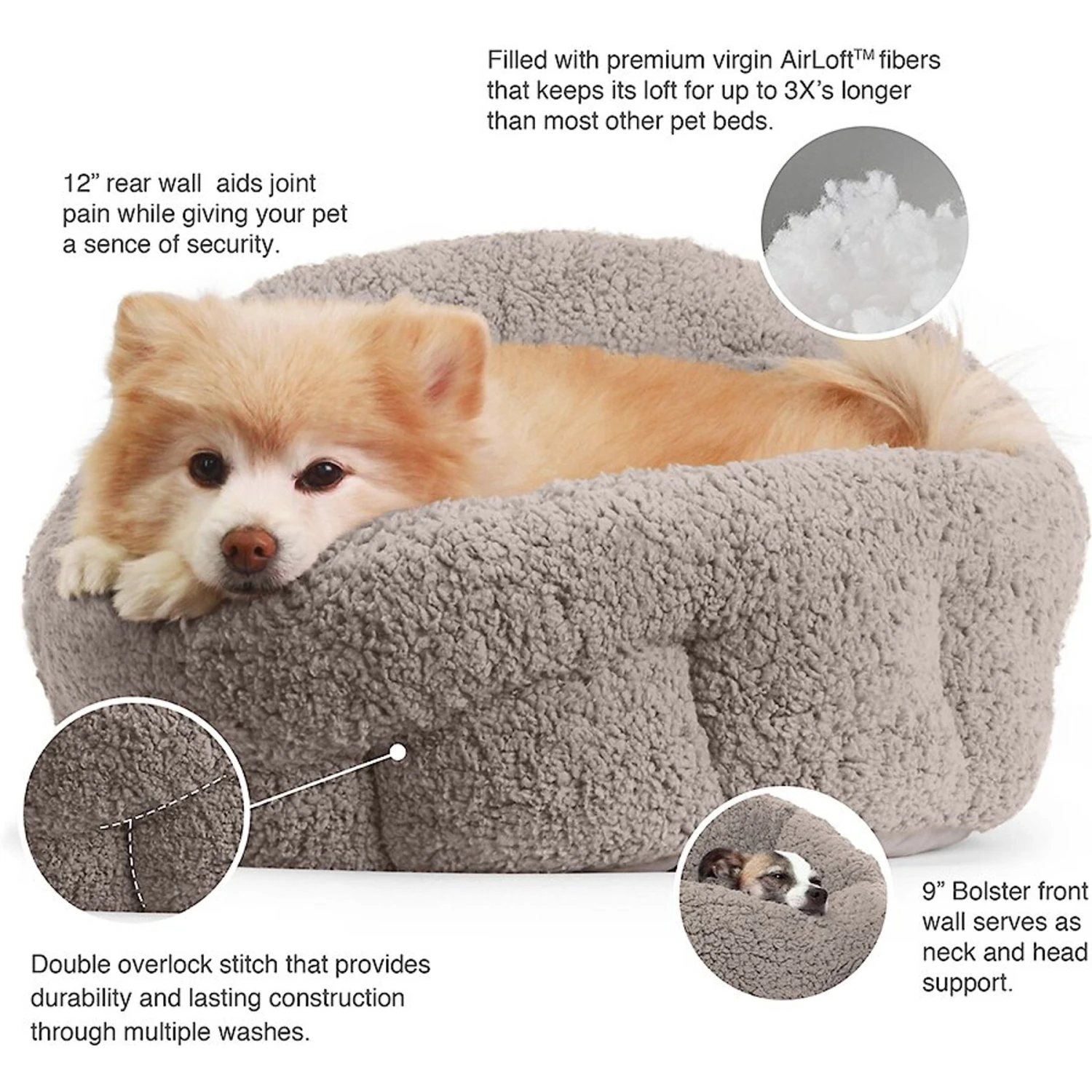 Best Friends By Sheri Sherpa Deep Dish Bolster Cat & Dog Bed W/Blanket & Plush Bone - Image 2