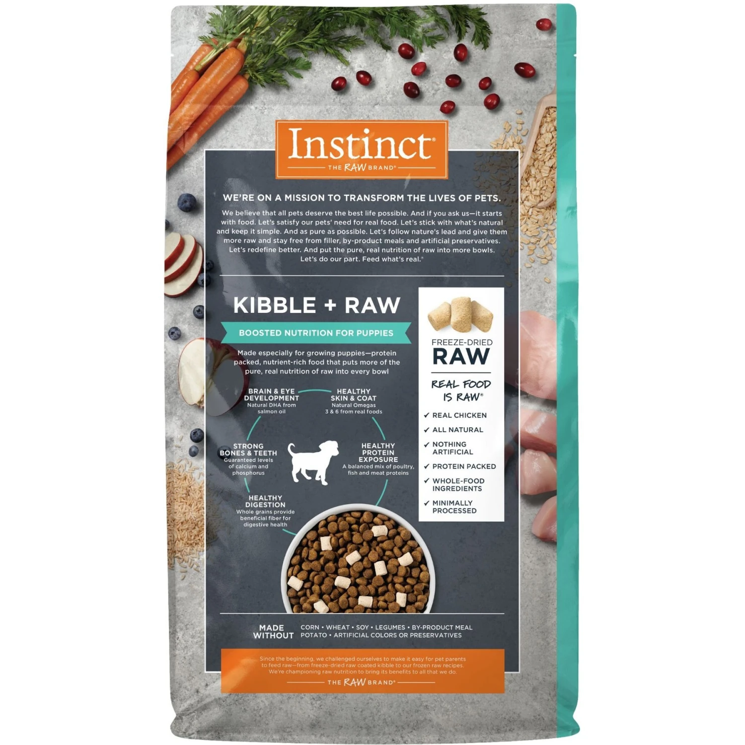 Instinct Raw Boost Puppy Whole Grain Real Chicken & Brown Rice Recipe Freeze-Dried Raw Coated Dry Dog Food - Image 2