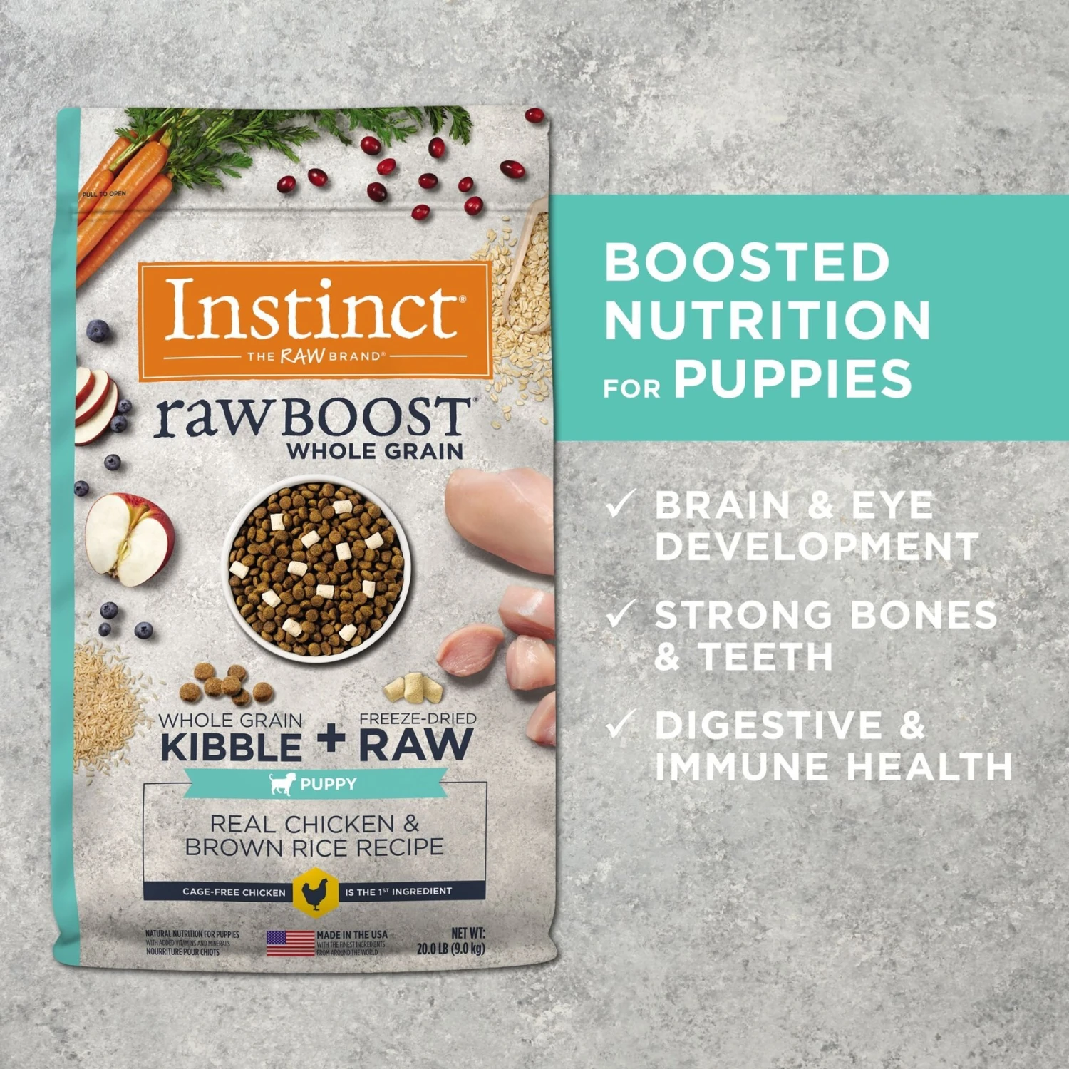 Instinct Raw Boost Puppy Whole Grain Real Chicken & Brown Rice Recipe Freeze-Dried Raw Coated Dry Dog Food - Image 6