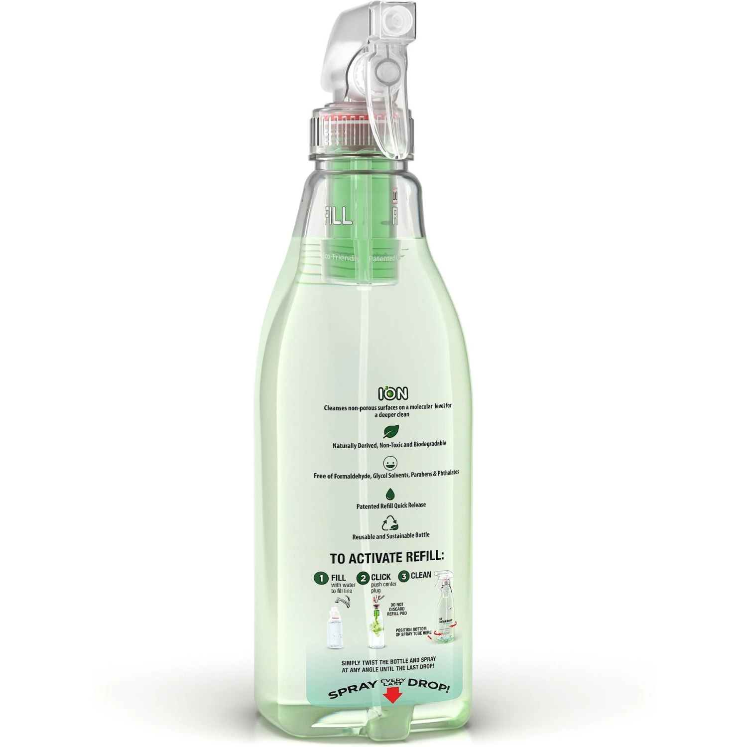 Ion Fusion Profesional ION Formula Honeydew Melon All Surface Cleaner, 32-oz Bottle & 32-oz Refill - Image 2