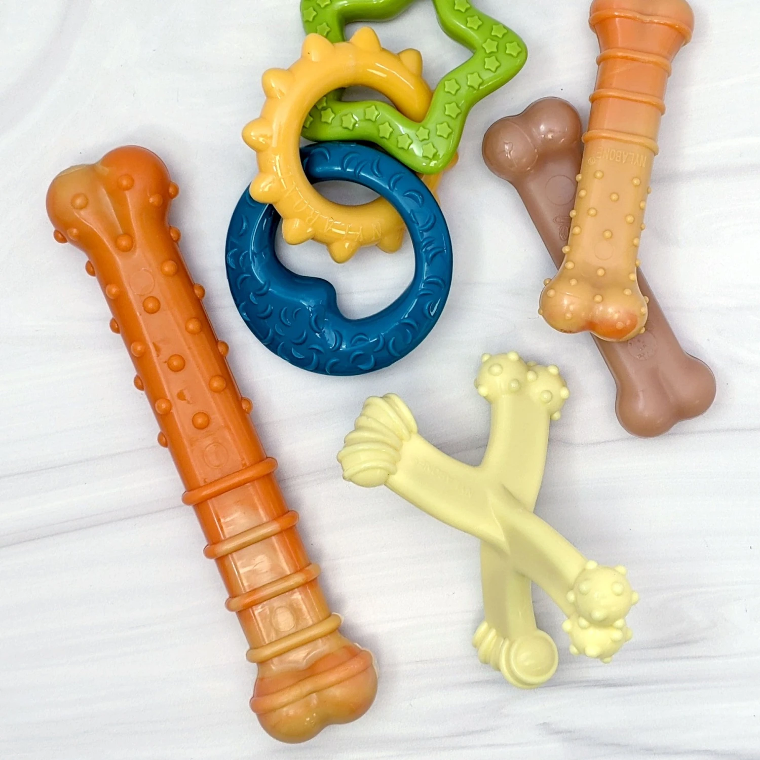 Nylabone Puppy Power Chew Teething Toy Rings Dogs Bacon Yellow & Puppy Chow Healthy Start Salmon Flavor Training Dog Treats - Image 4