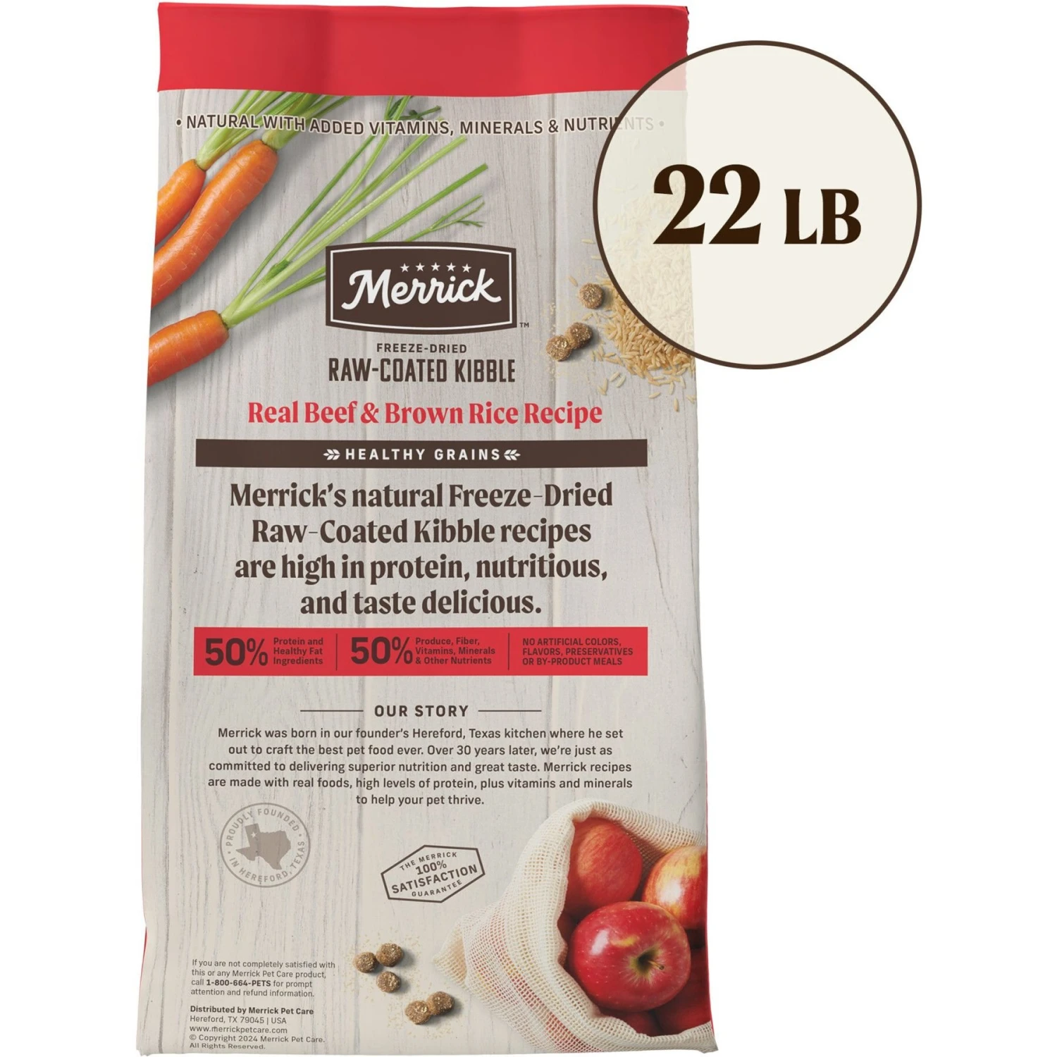 Merrick Healthy Grains Raw-Coated Kibble Real Beef + Brown Rice Recipe Freeze-Dried Dry Dog Food - Image 3