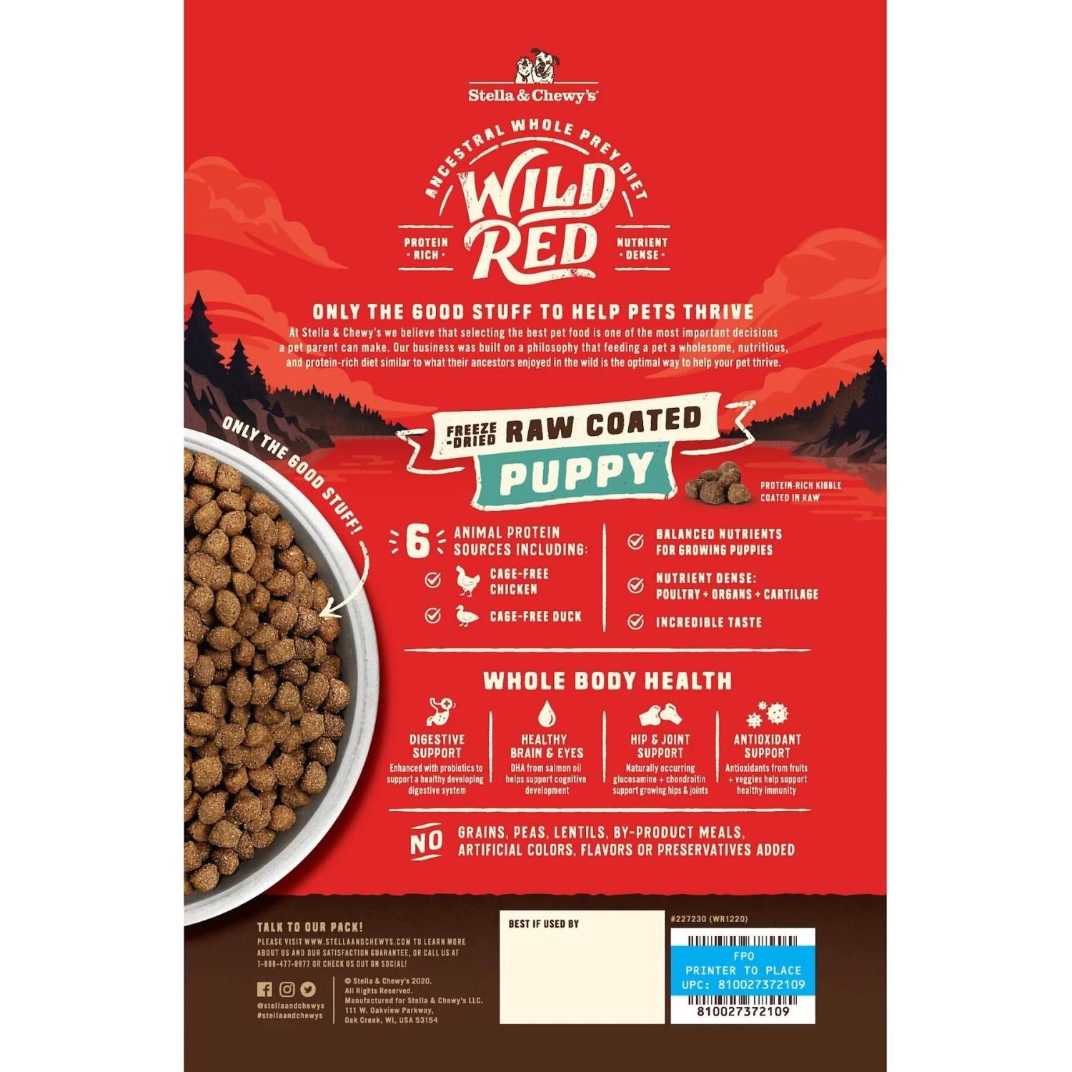 Stella & Chewy's Wild Red Raw Coated Kibble Puppy Grain-Free Prairie Recipe Dry Dog Food - Image 2