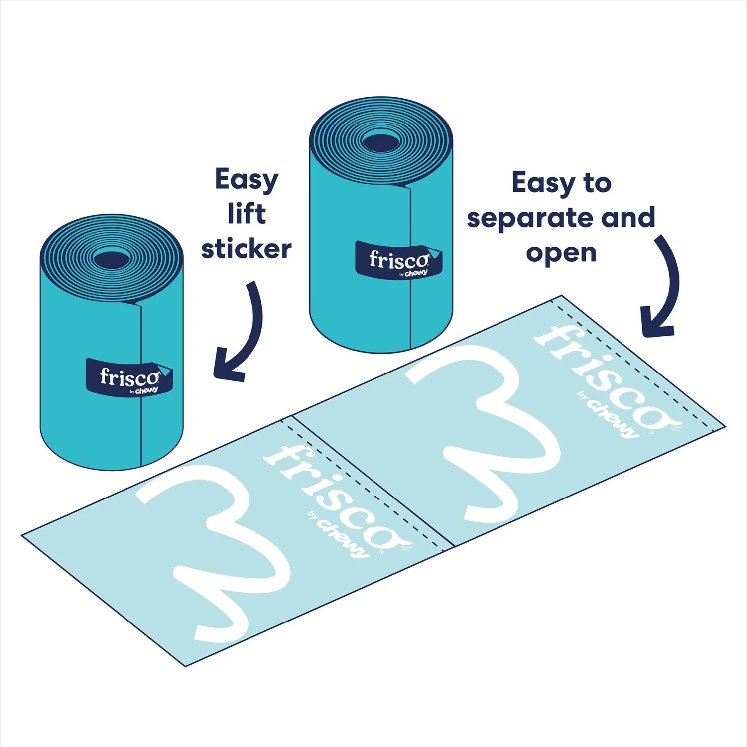 Frisco Dog Poop Bag Solid Assortment In Teal Blue, Violet, Gray, & Coral - Image 2