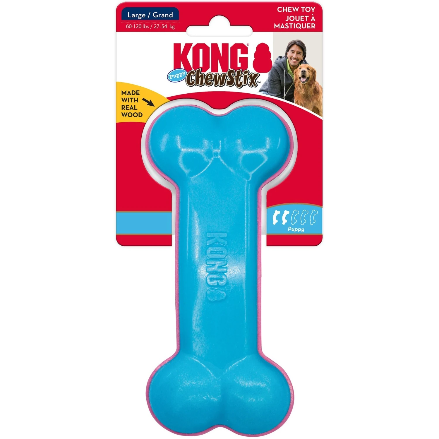 KONG ChewStix Puppy Curve Bone, Pink/Blue - Image 4