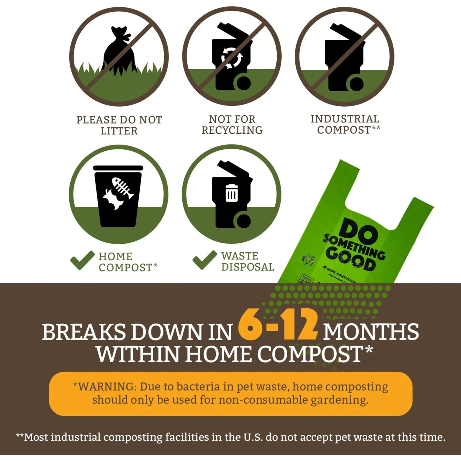 Doggy Do Good Certified Home Compostable X-Large Premium Dog & Cat Waste Bags - Handle Bags On A Roll - Image 6