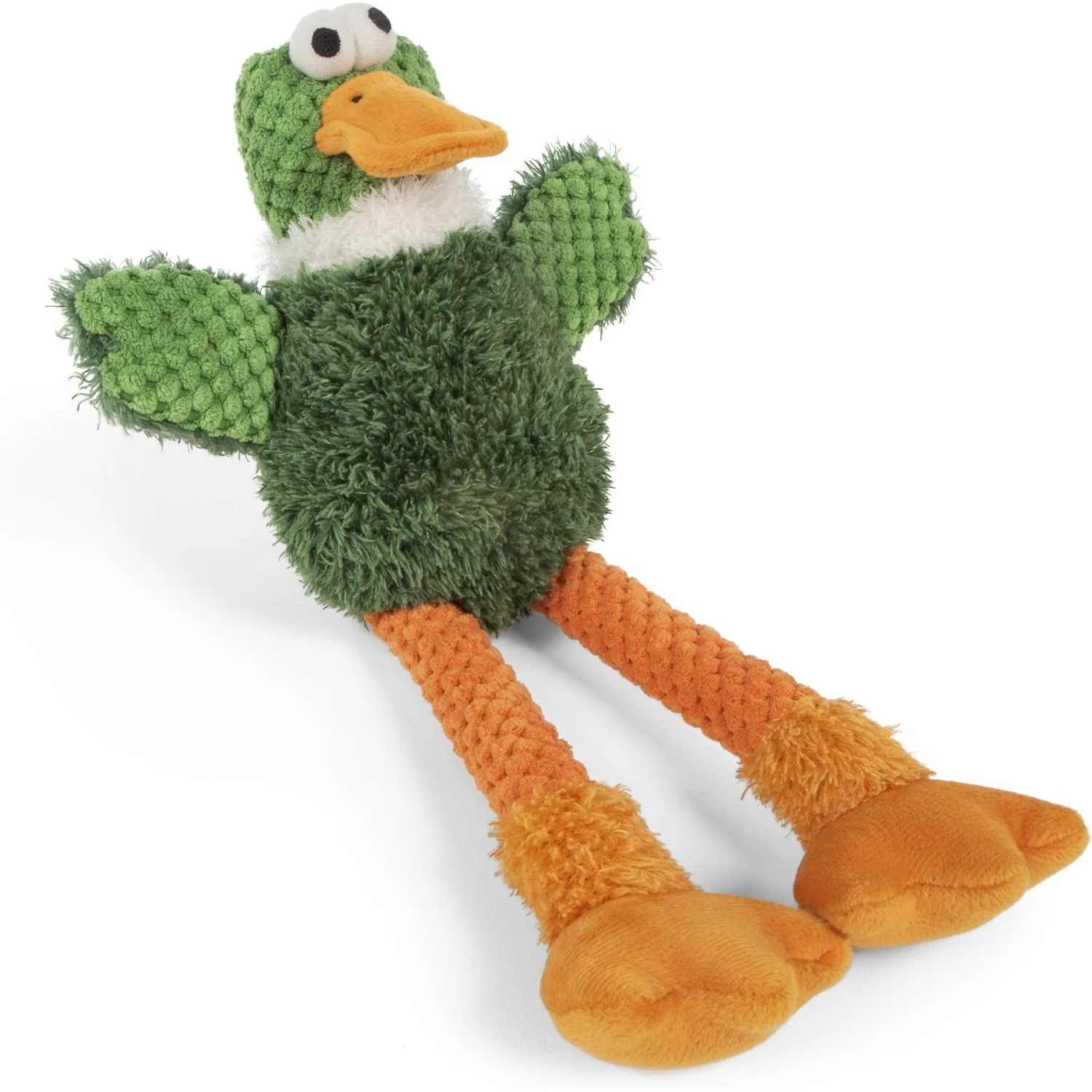 GoDog Checkers Skinny Duck Squeaker Dog Toy, Green - Image 2