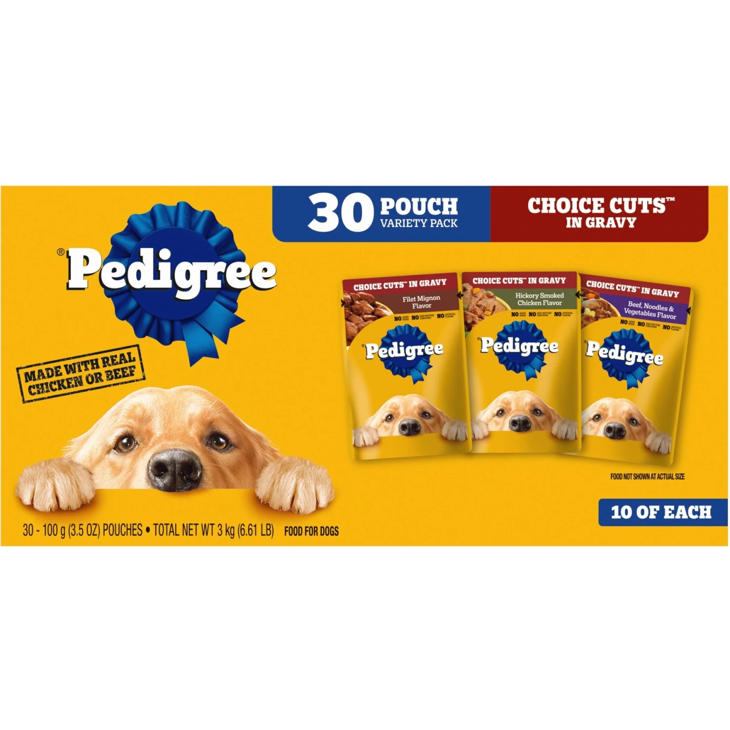 Pedigree Choice Cuts In Gravy Variety Pack Filet Mignon, Grilled Chicken, Chicken Casserole & Beef Noodle Adult Wet Dog Food Pouches & Pedigree Choice Cuts In Gravy Variety Pack Adult Wet Dog Food, 3.5-oz Pouch, Case Of 30 - Image 2