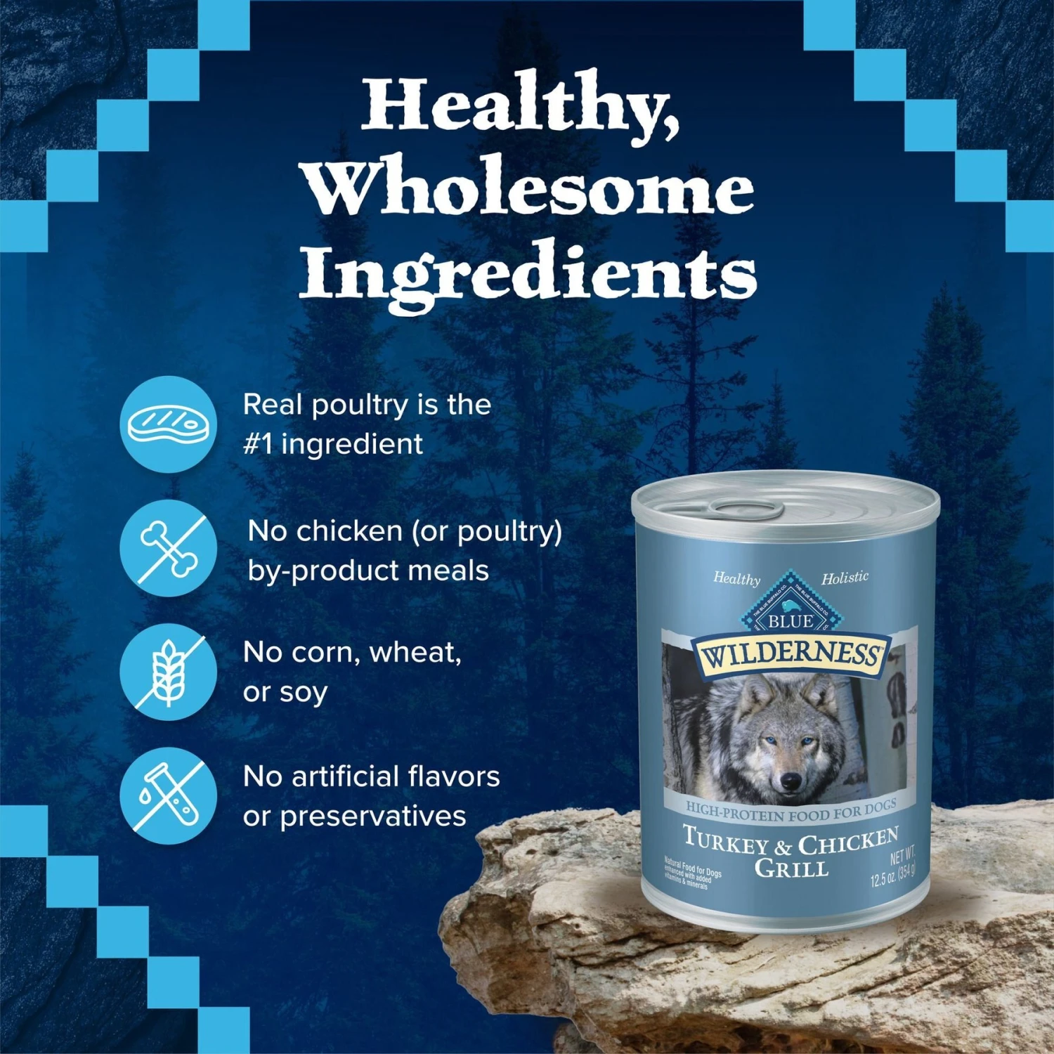 Blue Buffalo Wilderness Turkey & Chicken Grill Grain-Free Canned Dog Food - Image 6