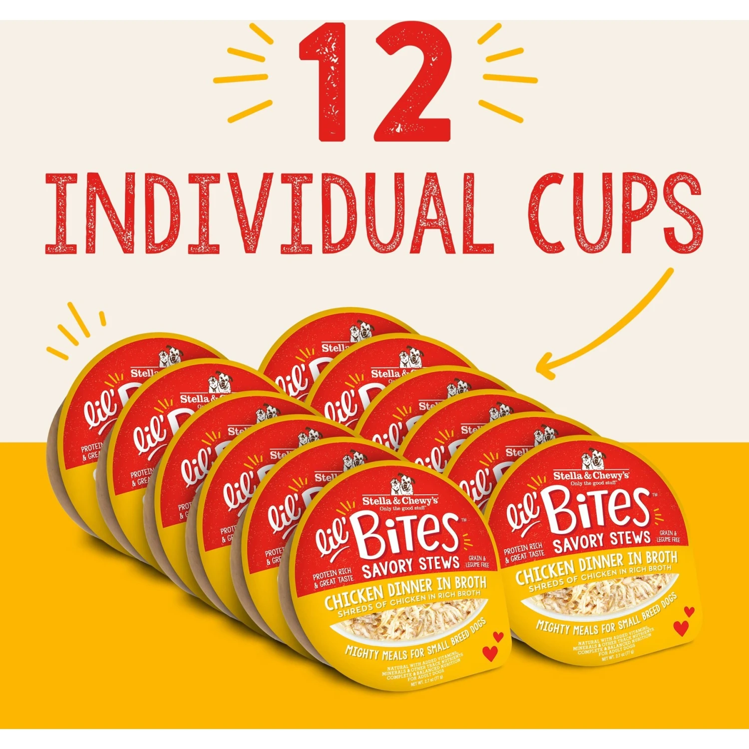 Stella & Chewy's Lil Bites Savory Stews Grain-Free Chicken In Broth Flavored Shredded Small Breed Wet Dog Food, 2.7-oz Cup, Case Of 12 - Image 5