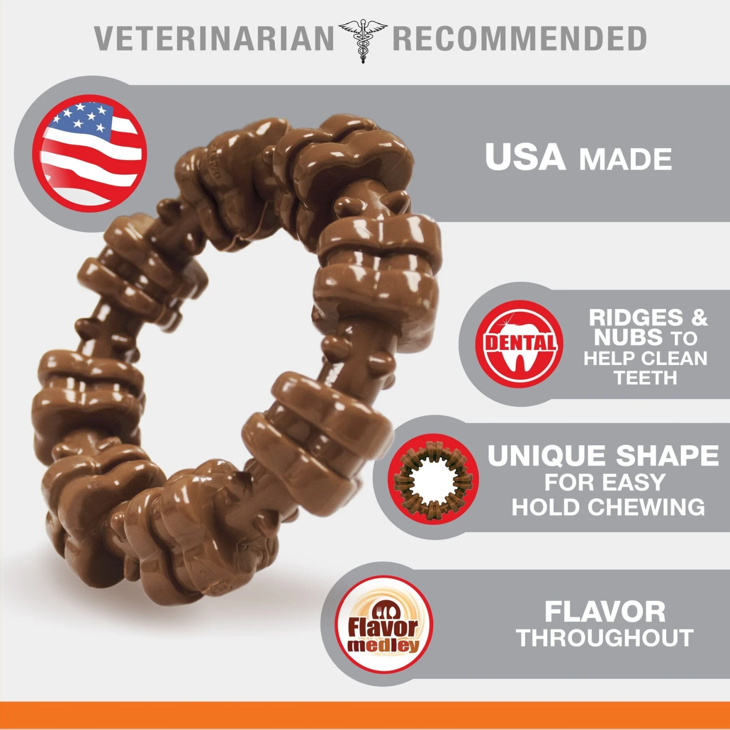 Nylabone Power Chew Textured Dog Chew Ring Toy Flavor Medley - Image 3