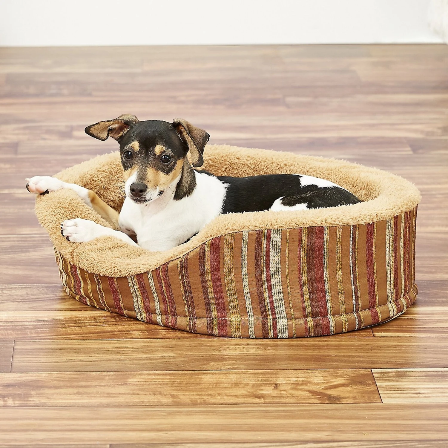 Petmate Antimicrobial Deluxe Bolster Cat & Dog Bed With Removable Cover, Color Varies