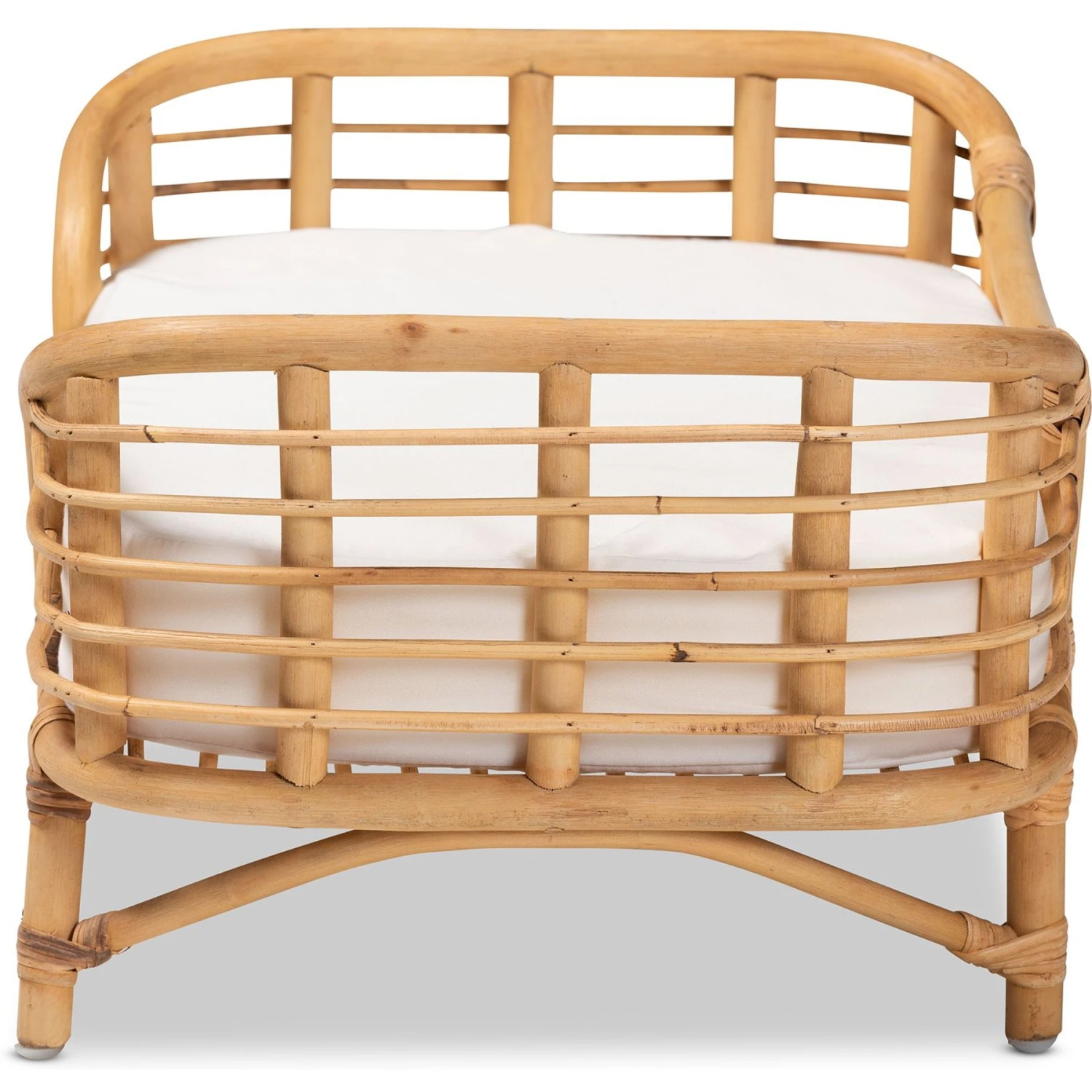 Bali & Pari Marcy Rattan With Cushion Dog & Cat Bed, Natural Brown & White - Image 3