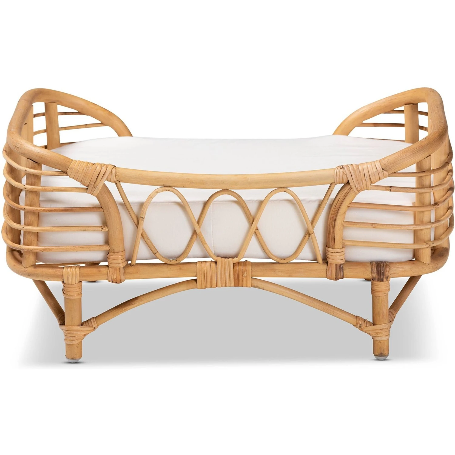 Bali & Pari Marcy Rattan With Cushion Dog & Cat Bed, Natural Brown & White - Image 4