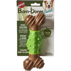 Ethical Pet Bambone Apple Flavored Bone Dog Toy, Brown/Green