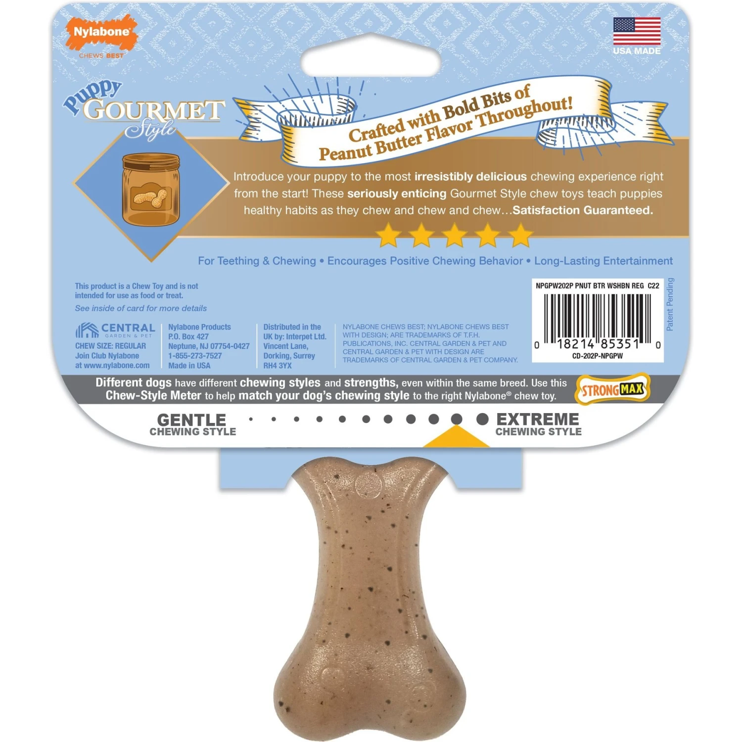 Nylabone Puppy Gourmet Style Strong Chew Wishbone Peanut Butter Dog Toy, Brown, Small/Regular - Image 9