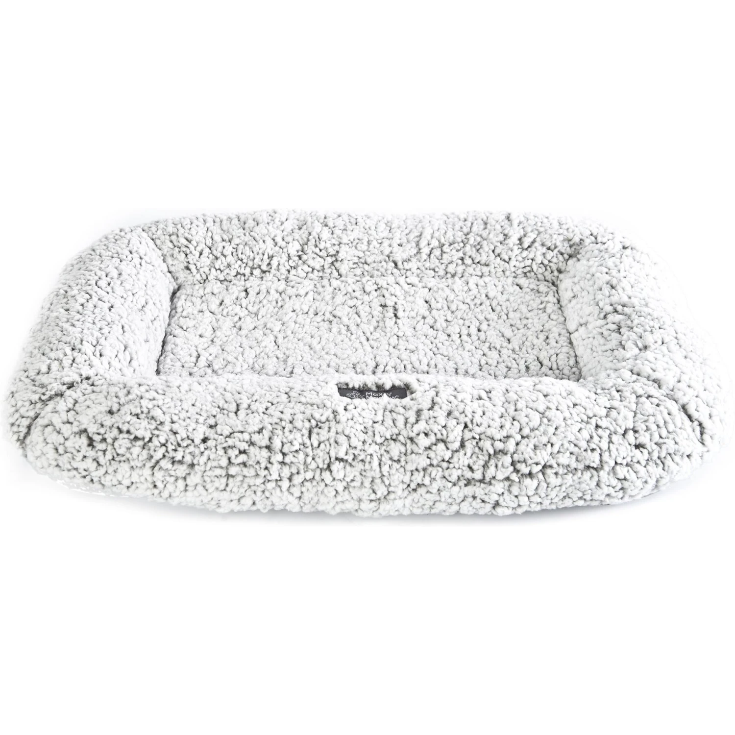 Max & Marlow Plush Sherpa Bolstered Crate Dog & Cat Bed, Gray, Small