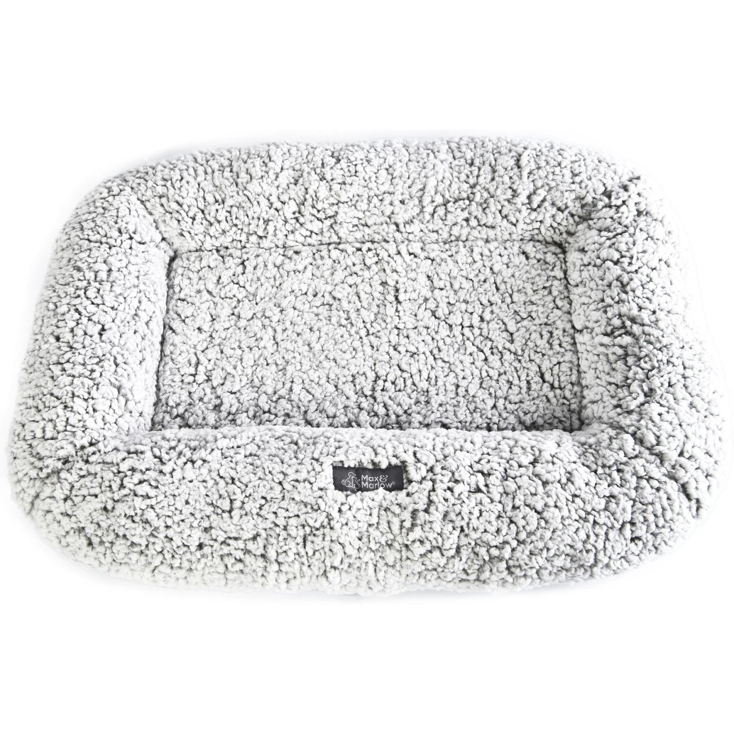 Max & Marlow Plush Sherpa Bolstered Crate Dog & Cat Bed, Gray, Small - Image 4