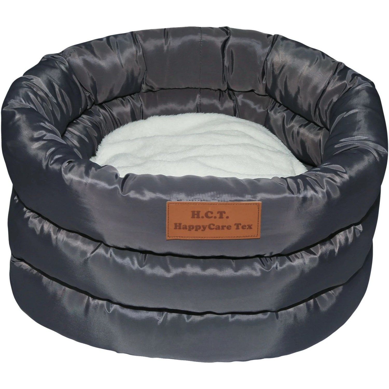 HappyCare Textiles Durable Round Velvet Puppy Dog Bed With Removable Cushion - Image 3