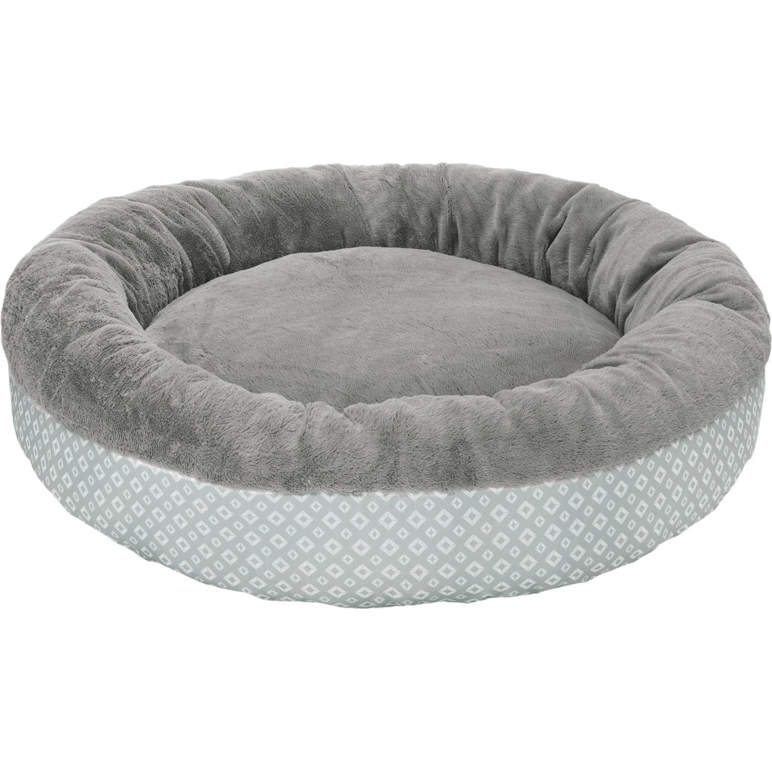 FurHaven Plush & Diamond Print Calming Donut Dog Bed - Image 4