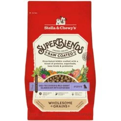 Stella & Chewy's SuperBlends Raw Coated Wholesome Grains Puppy Cage-Free Chicken & Wild-Caught Salmon Recipe With Superfoods Dry Dog Food