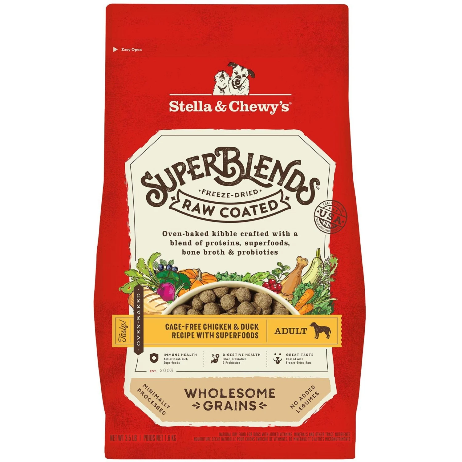 Stella & Chewy's SuperBlends Raw Coated Wholesome Grains Cage-Free Chicken & Duck Recipe With Superfoods Dry Dog Food