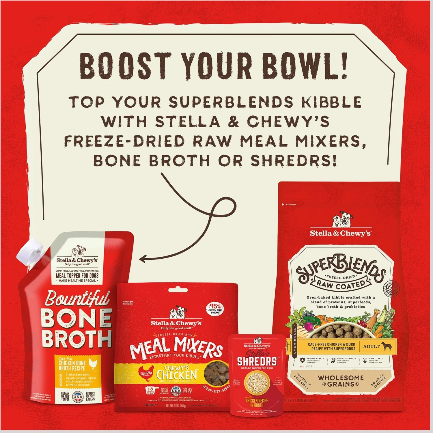 Stella & Chewy's SuperBlends Raw Coated Wholesome Grains Cage-Free Chicken & Duck Recipe With Superfoods Dry Dog Food - Image 5