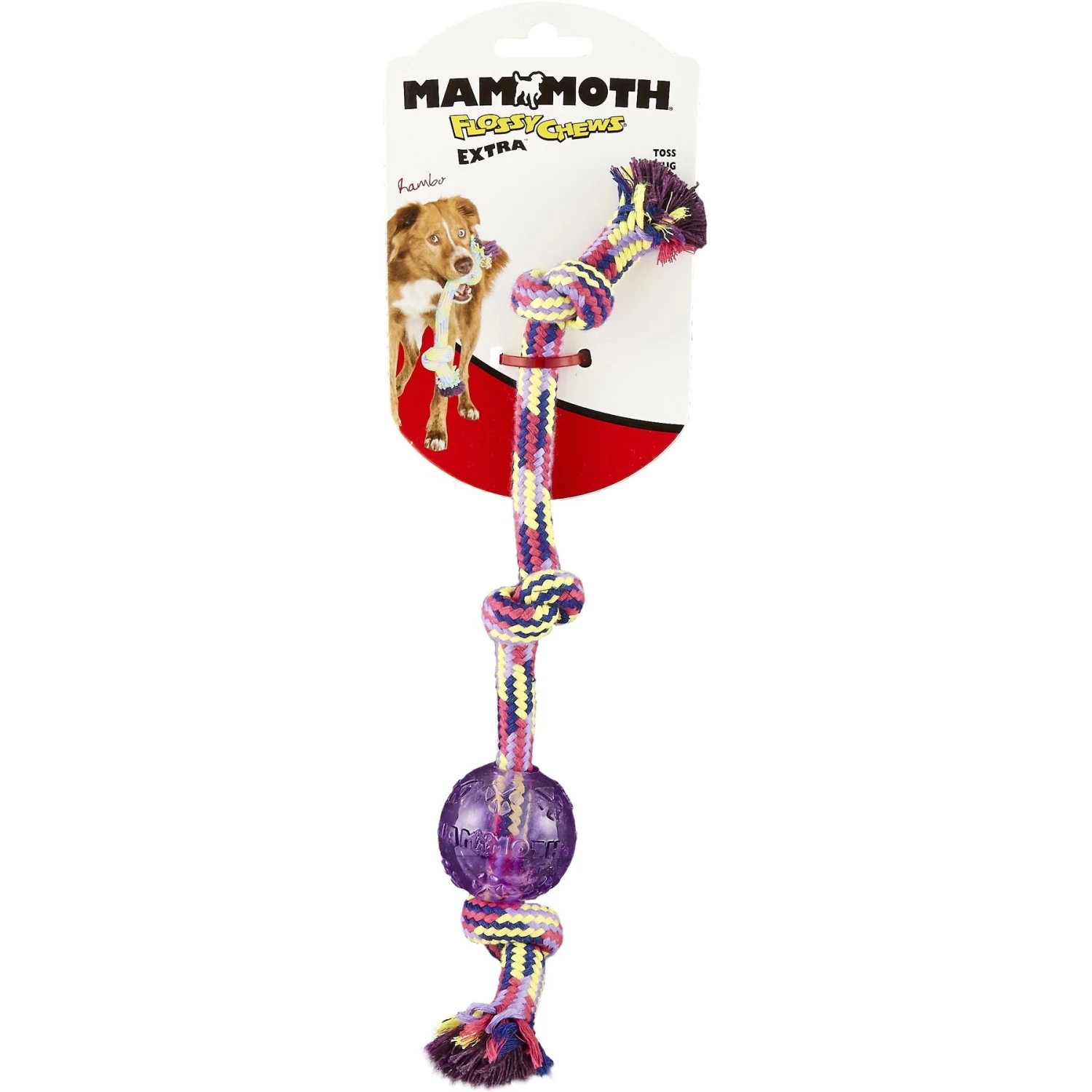 Mammoth Braided Tug With TPR Ball For Dogs, Color Varies - Image 4