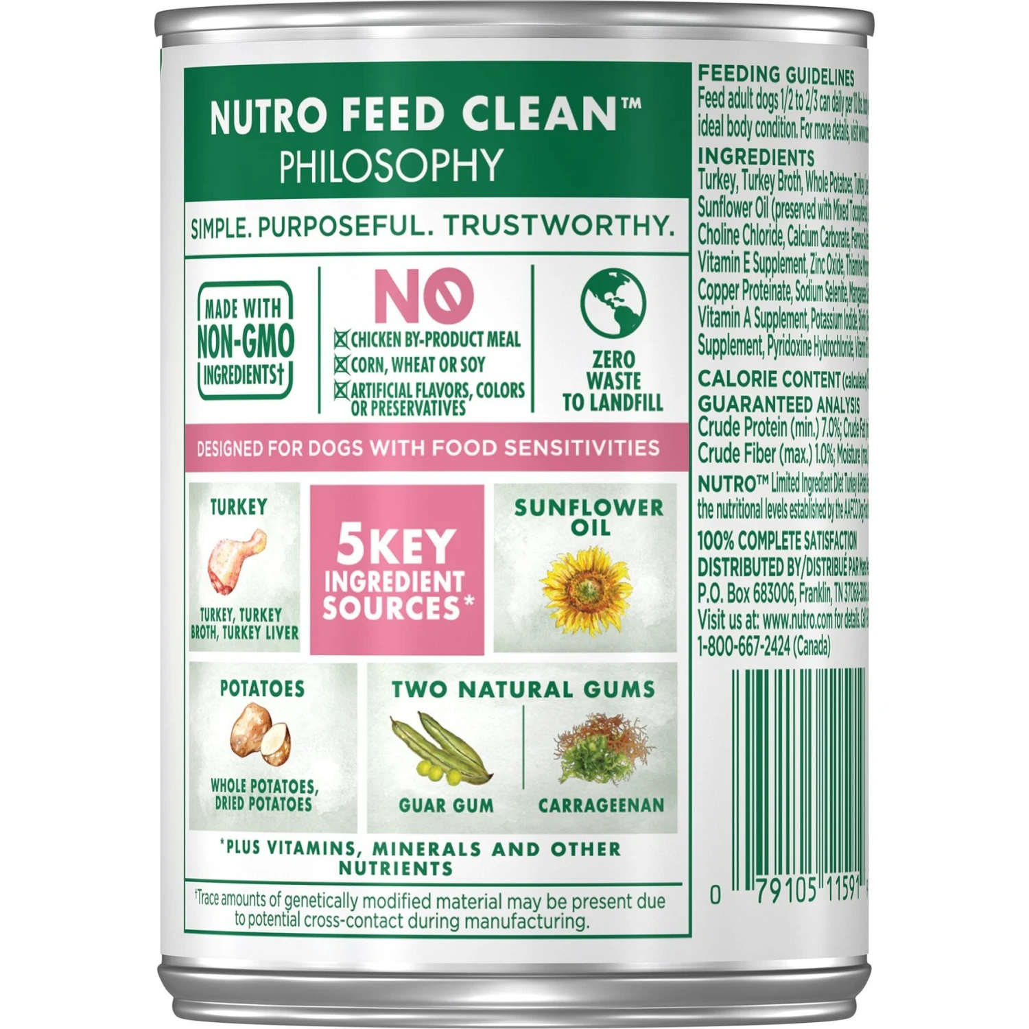 Nutro Limited Ingredient Diet Premium Loaf Turkey & Potato Grain-Free Adult Canned Wet Dog Food - Image 2