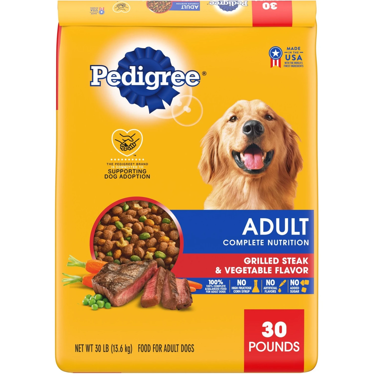 Pedigree Complete Nutrition Grilled Steak & Vegetable Flavor Dog Kibble Adult Dry Dog Food & Pedigree Chopped Ground Dinner Filet Mignon Flavor & Beef Adult Canned Wet Dog Food Variety Pack - Image 2