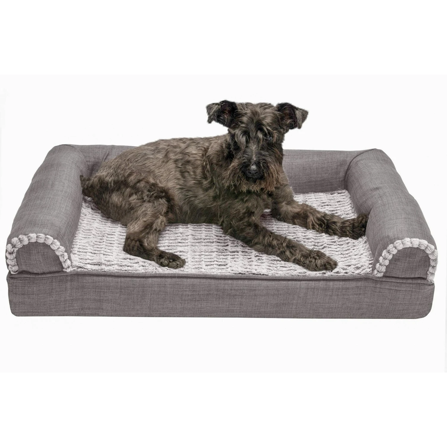 FurHaven Luxe Fur & Performance Linen Orthopedic Cat & Dog Bed With Removable Cover - Image 4