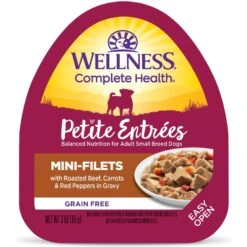 Wellness Petite Entrees Mini-Filets Beef In Gravy Small Breed Natural Wet Dog Food, 3-oz Cup, 12 Count