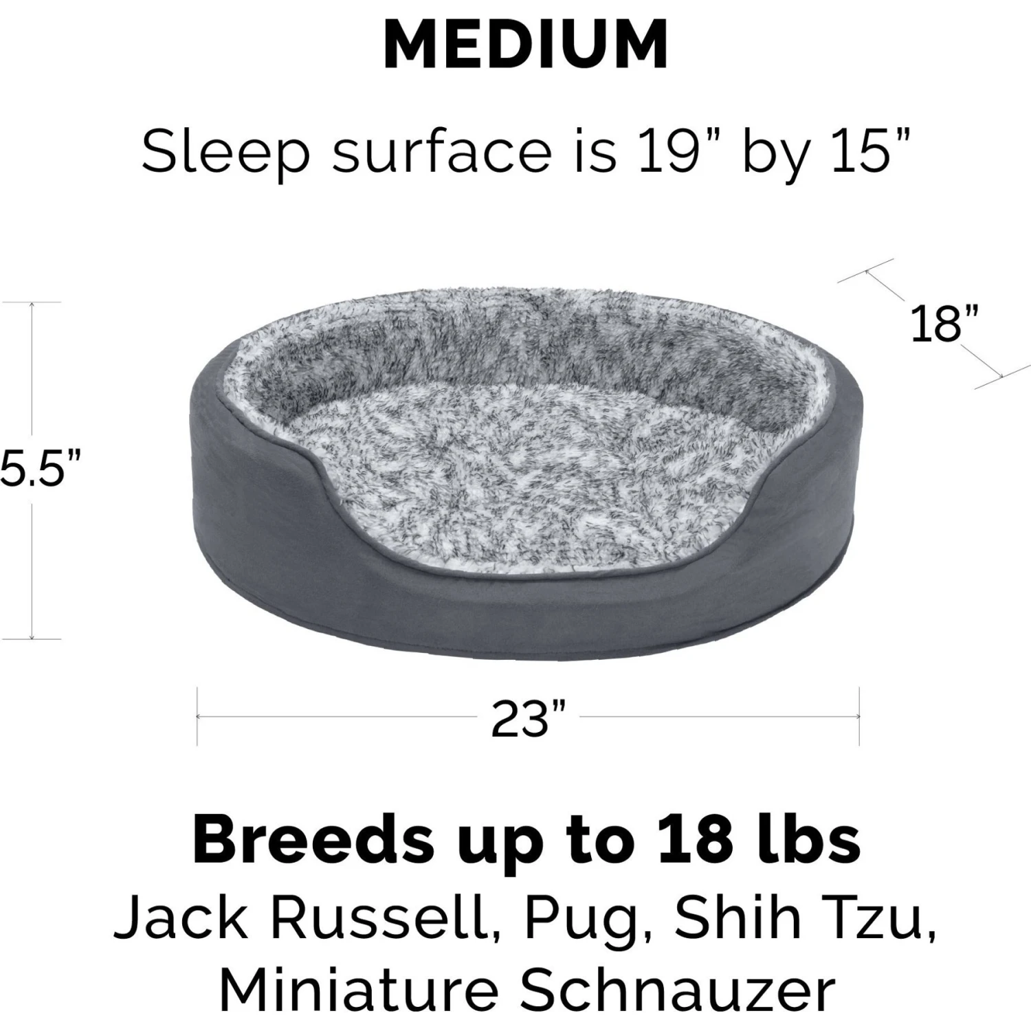 FurHaven Pet Products Two-Tone Faux Fur & Suede Oval Dog & Cat Bed - Image 3