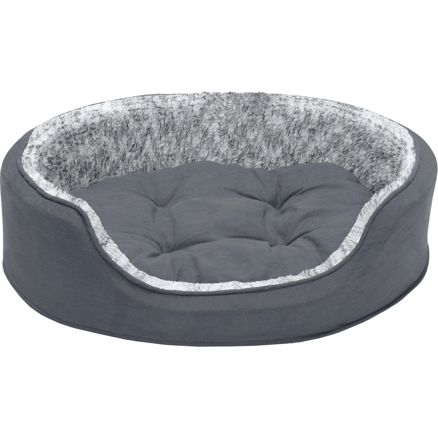 FurHaven Pet Products Two-Tone Faux Fur & Suede Oval Dog & Cat Bed - Image 5